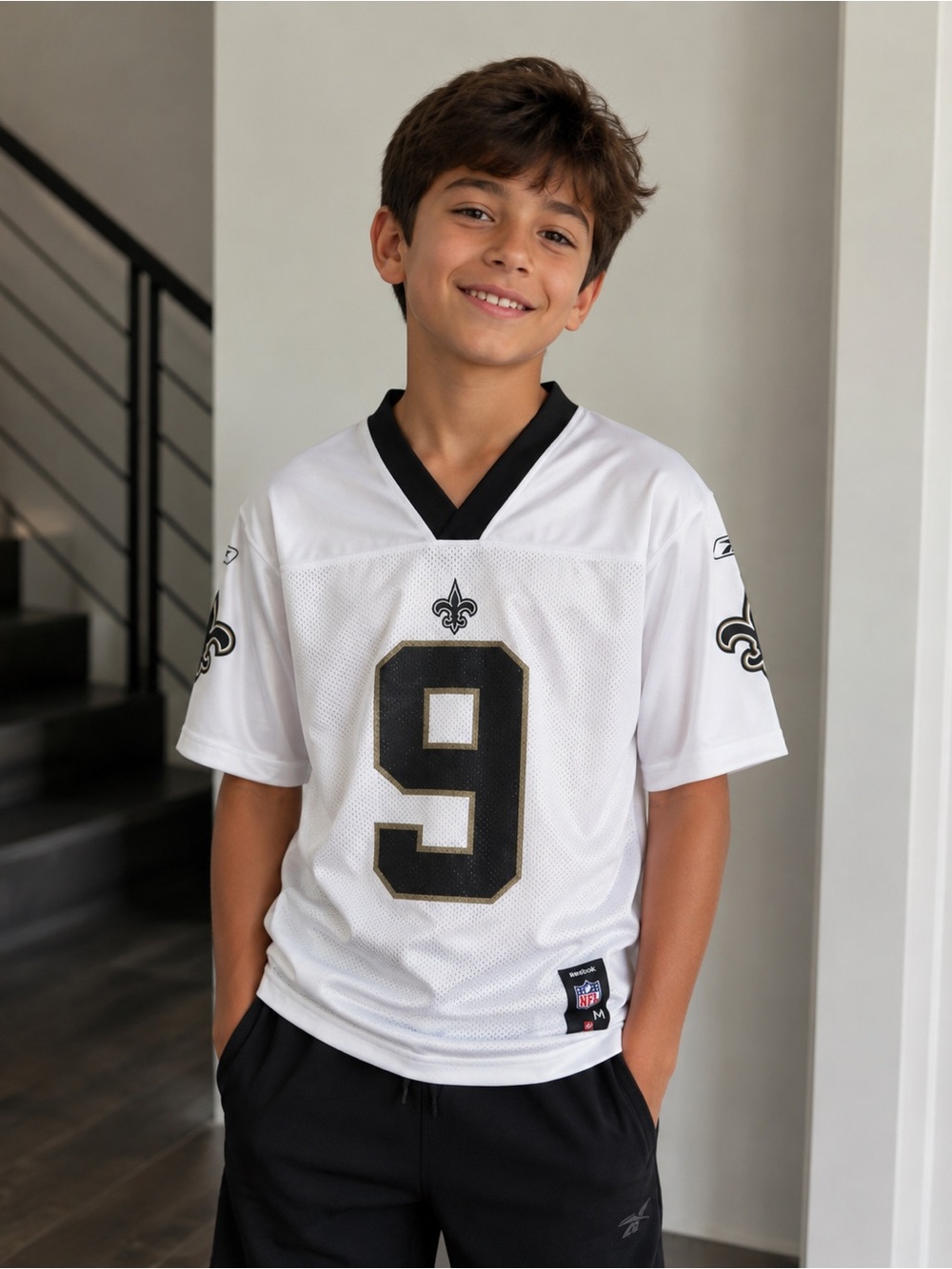 Kids White New Orleans Football Jersey with #9